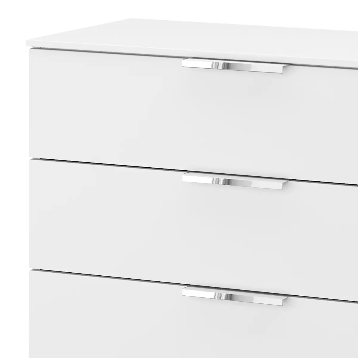 Kommode x4 80cm Weiß/Alpinweiß Chrom | Weiß