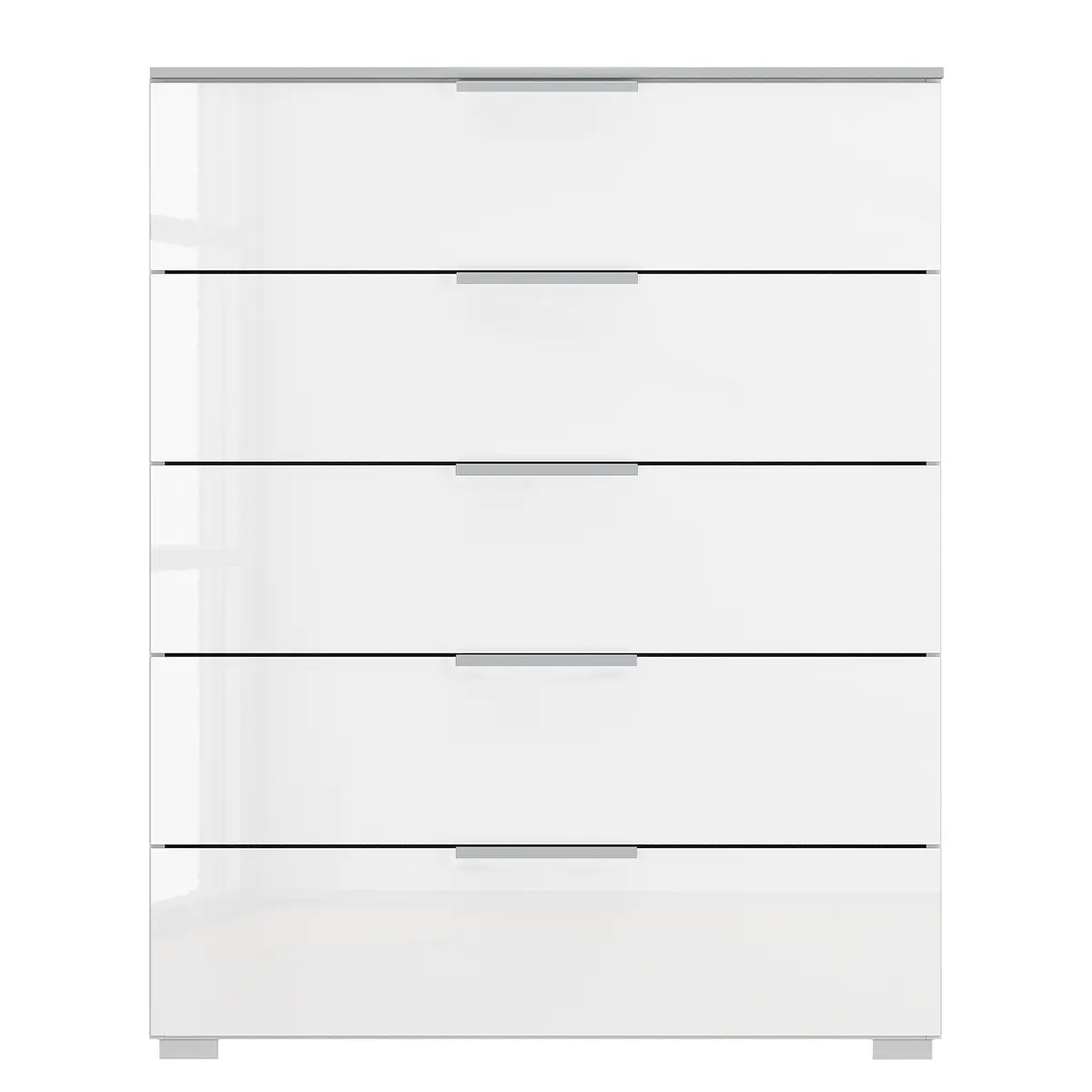 Kommode x5 80cm Weiß/Hochglanz Weiß/Seidengrau Korpusfarbe