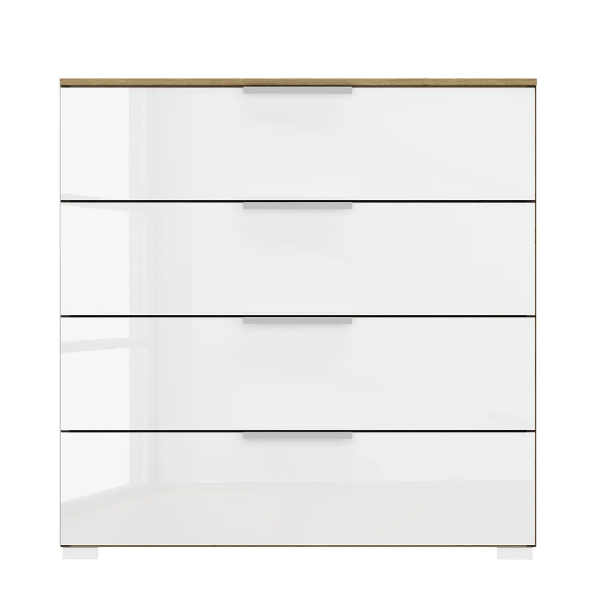 Kommode x4 80cm Weiß/Hochglanz Weiß/Eiche Artisan Dekor | Weiß