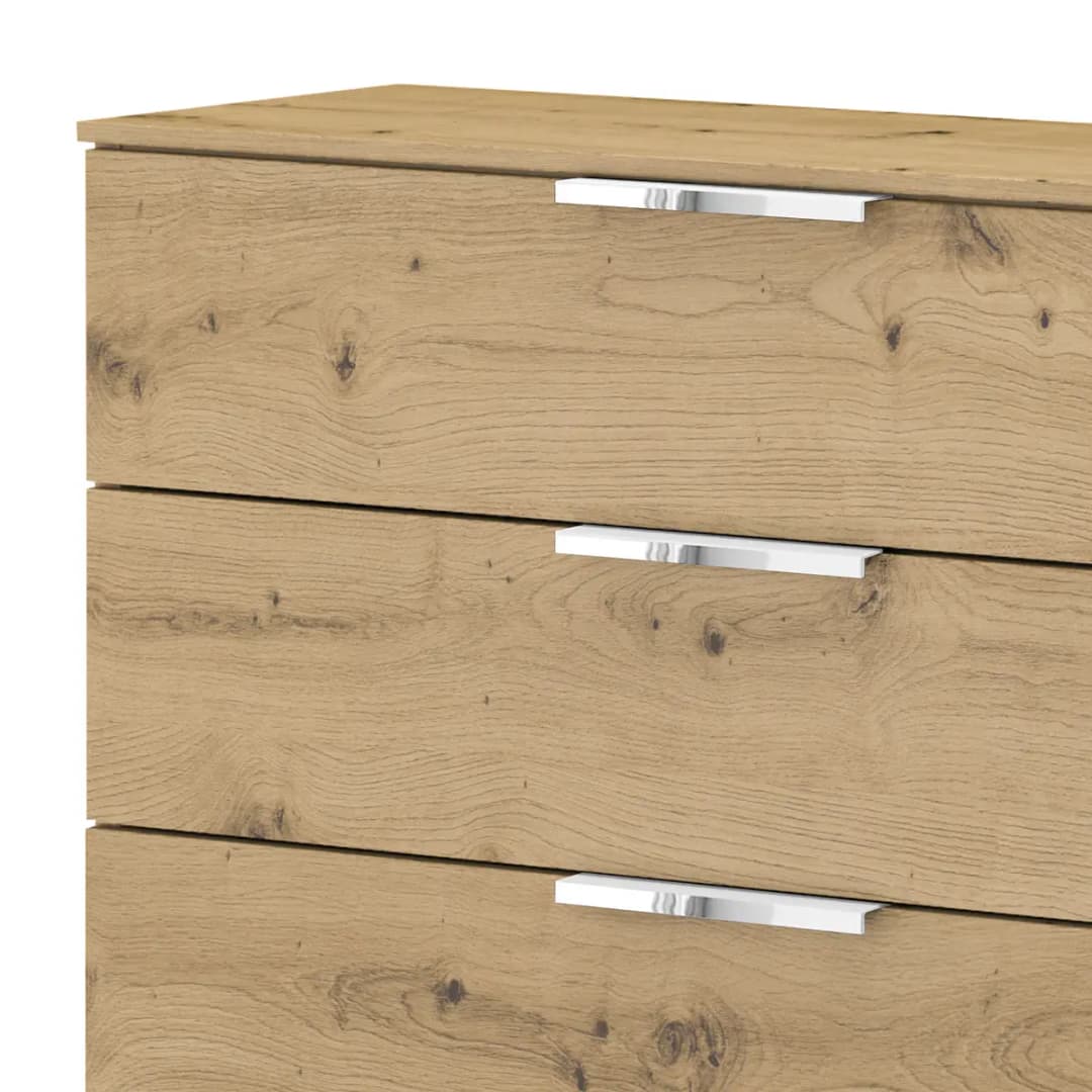 Kommode x4 80cm Braun/Eiche Artisan Dekor Chrom | Braun