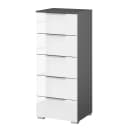 Kommode x5 40cm Grau/Hochglanz Weiß/Graphit Aluminium | Grau