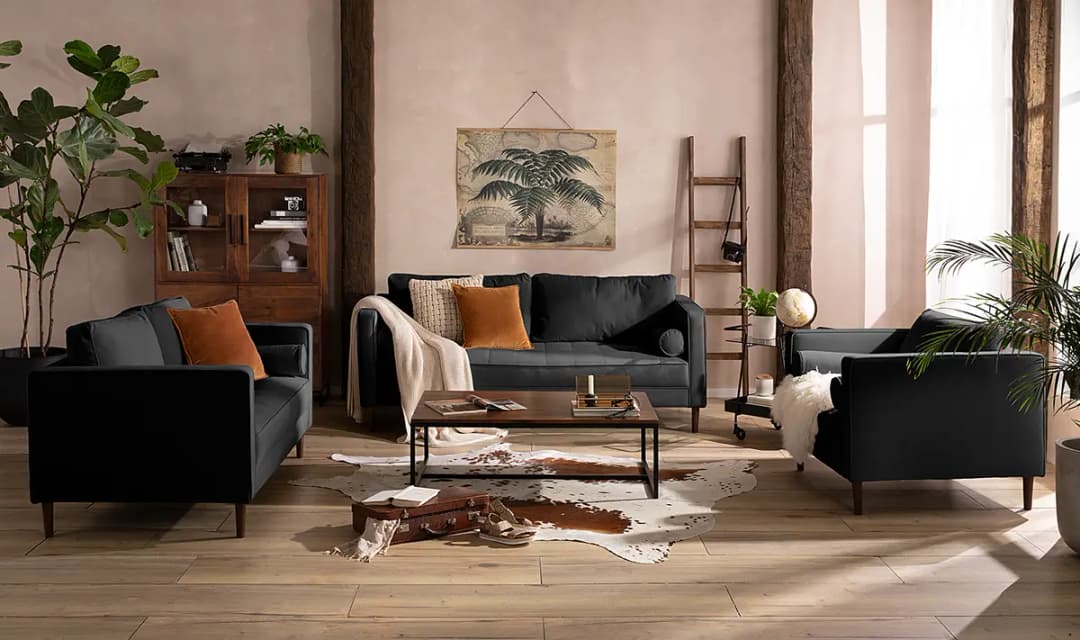 3-Sitzer Sofa Vaia | Schwarz