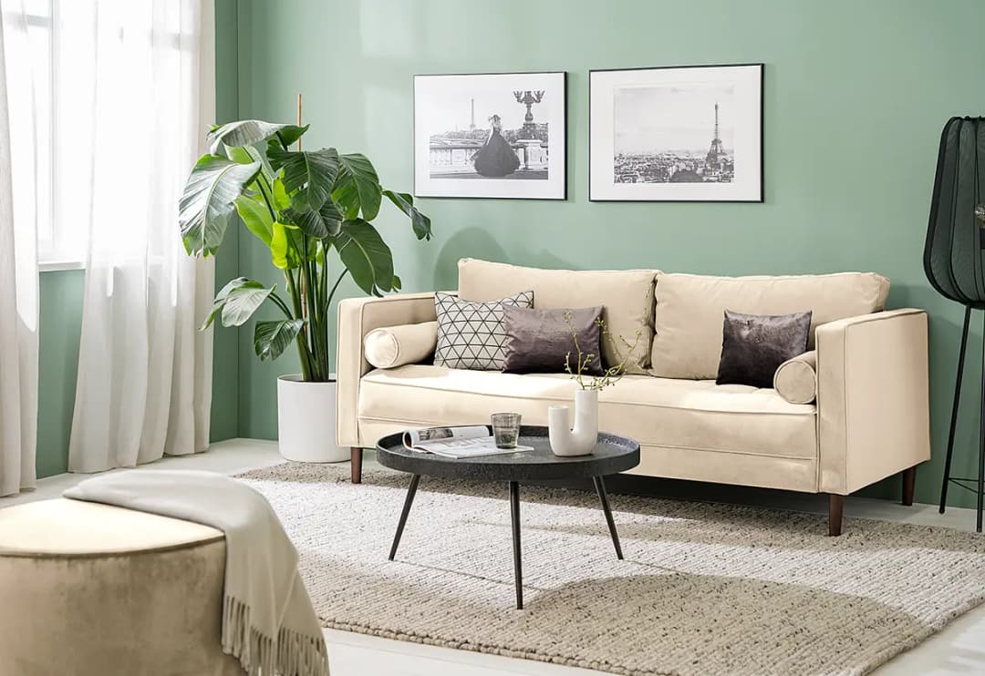 3-Sitzer Sofa Beige/Creme Samt Vaia | Beige