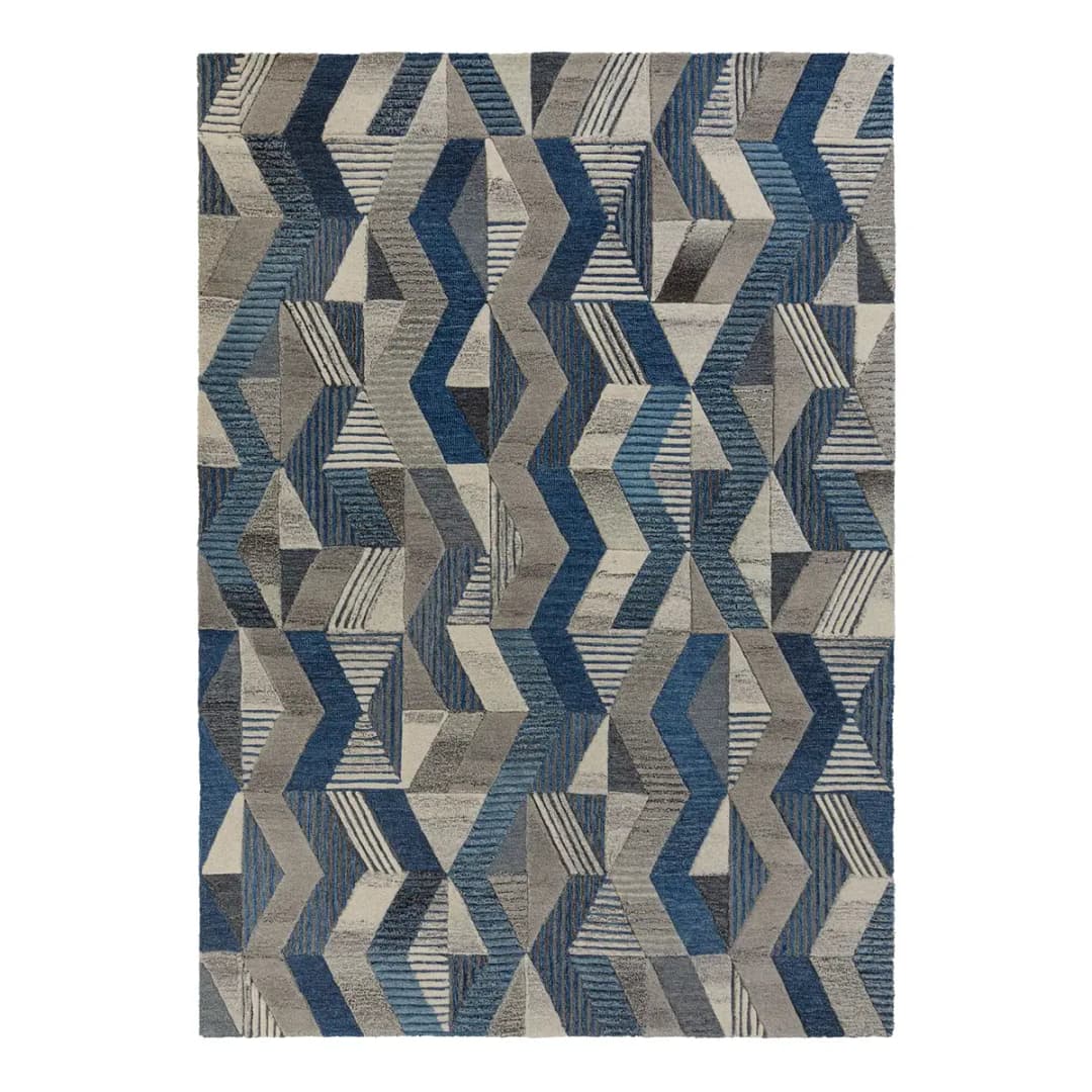 Wollteppich Asher Blau 160 x 230cm | Blau