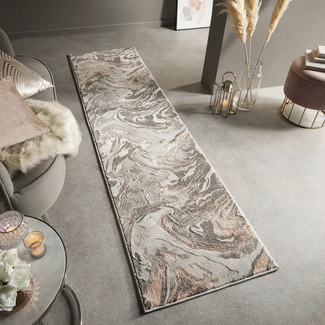 Läufer Marbled 80 x 300cm Pink/Rosa | Rosa