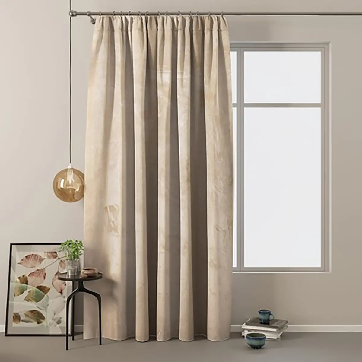 Vorhang mit Kräuselband | Beige