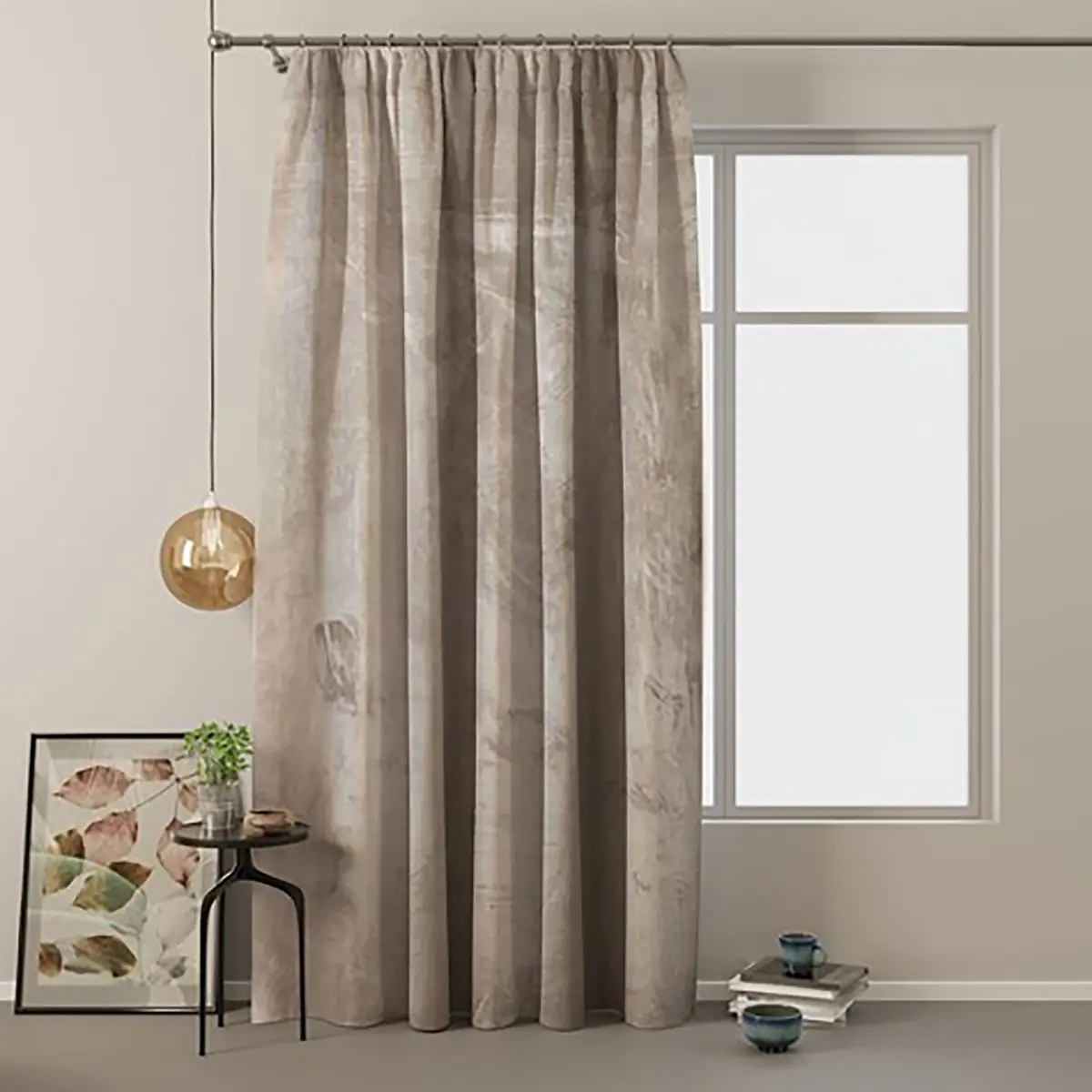 Vorhang mit Kräuselband | Beige