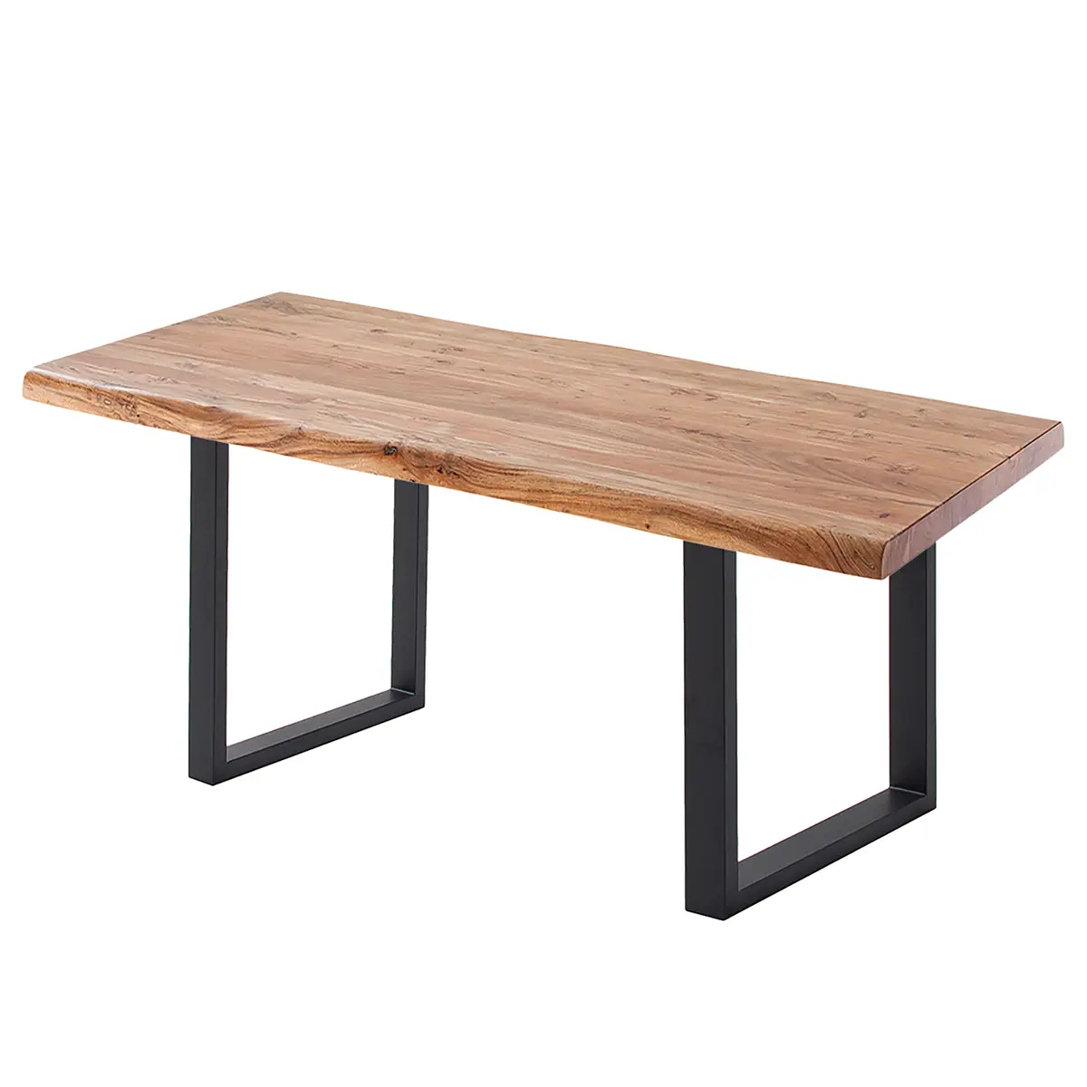 Massiver Baumkanten-Esstisch 120 x 80cm Braun/Akazie Braun U-Form
