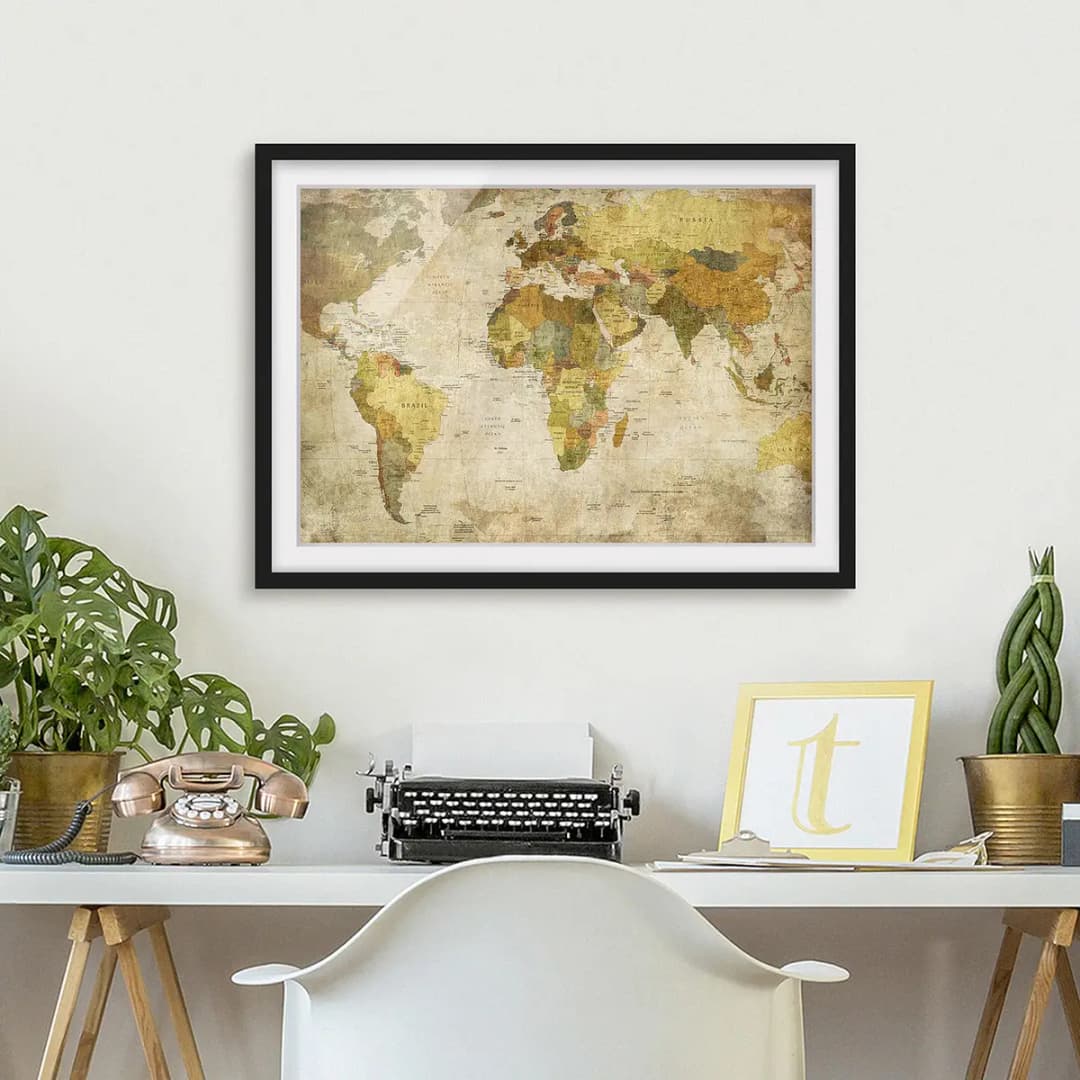 Bild Weltkarte V Papier | Grün
