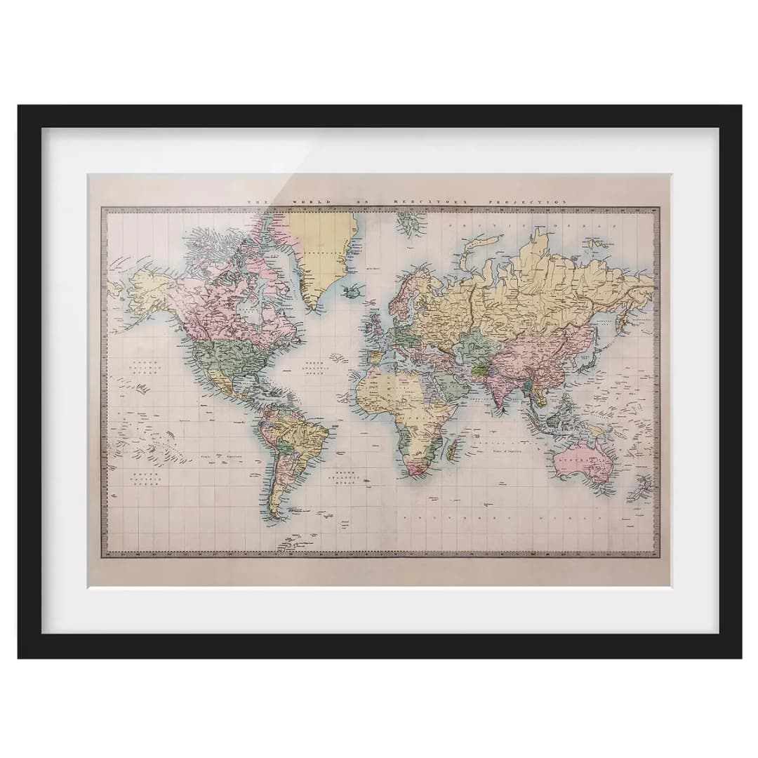 Bild Vintage Weltkarte um 1850 II | Beige