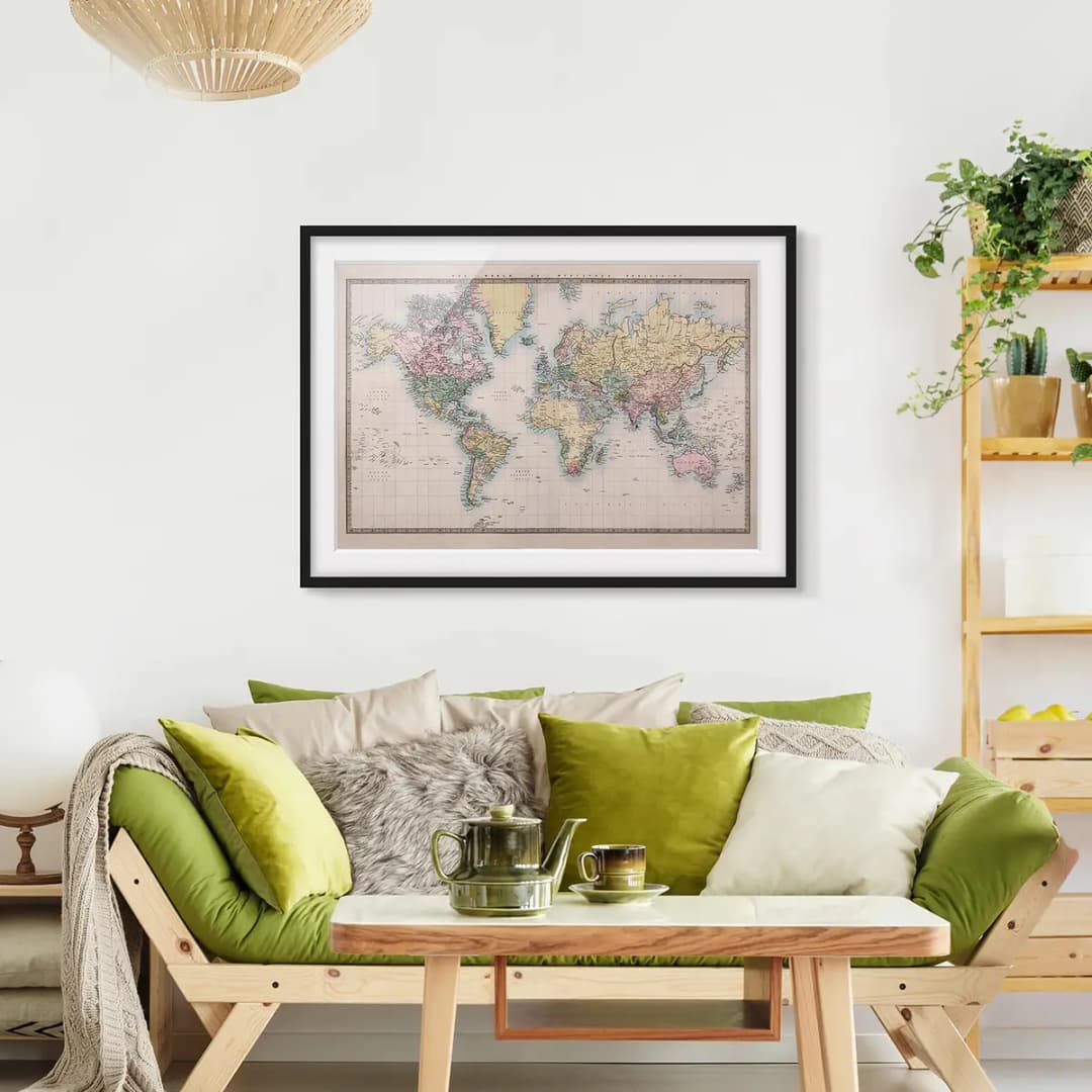 Bild Vintage Weltkarte um 1850 II | Beige