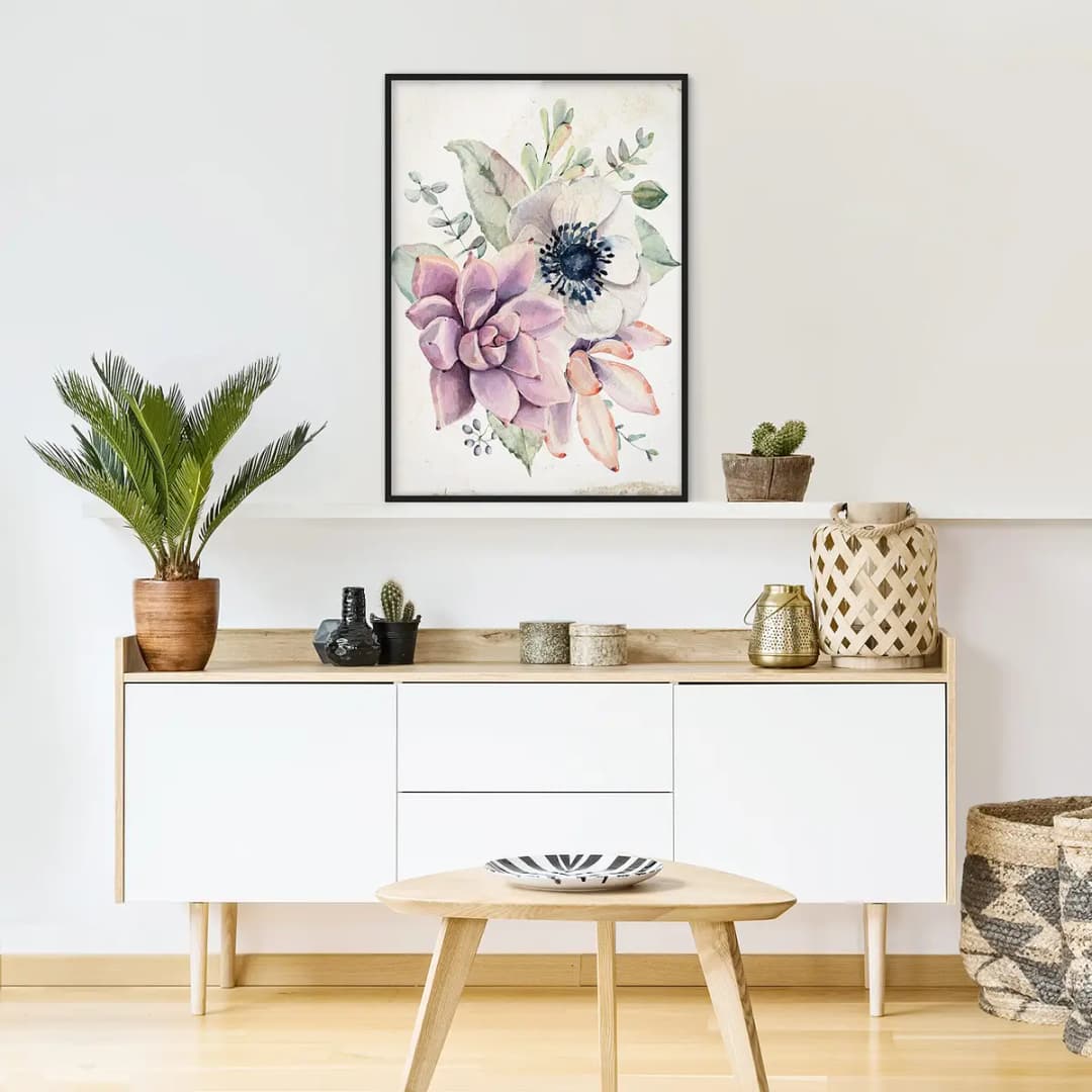 Bild Aquarell Blumen Landhaus | Mehrfarbig