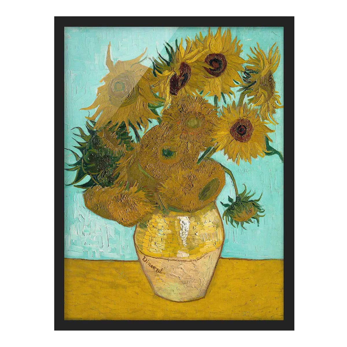 Bild van Gogh Vase mit Sonnenblumen | Gelb