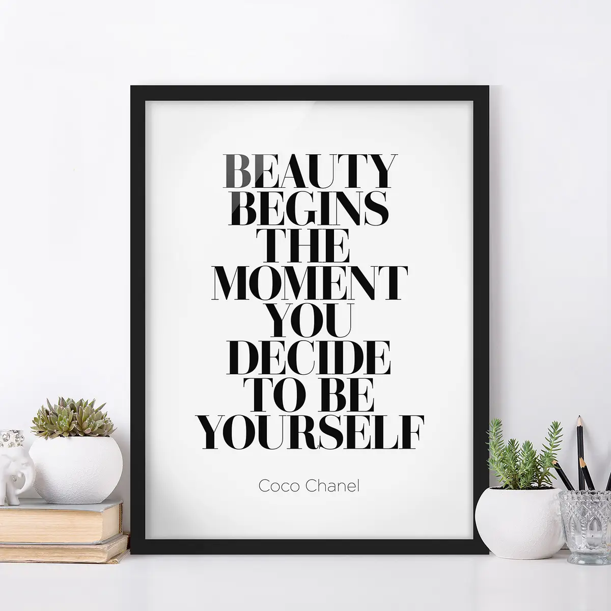 Bild Be Yourself Coco Chanel Papier | Schwarz