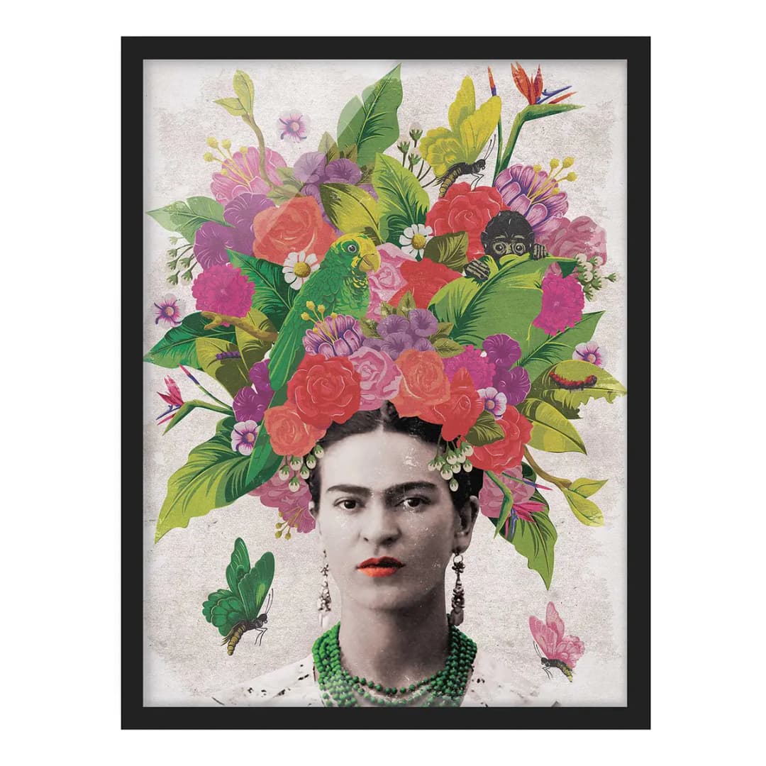 Bild Frida Kahlo Blumenportrait | Mehrfarbig
