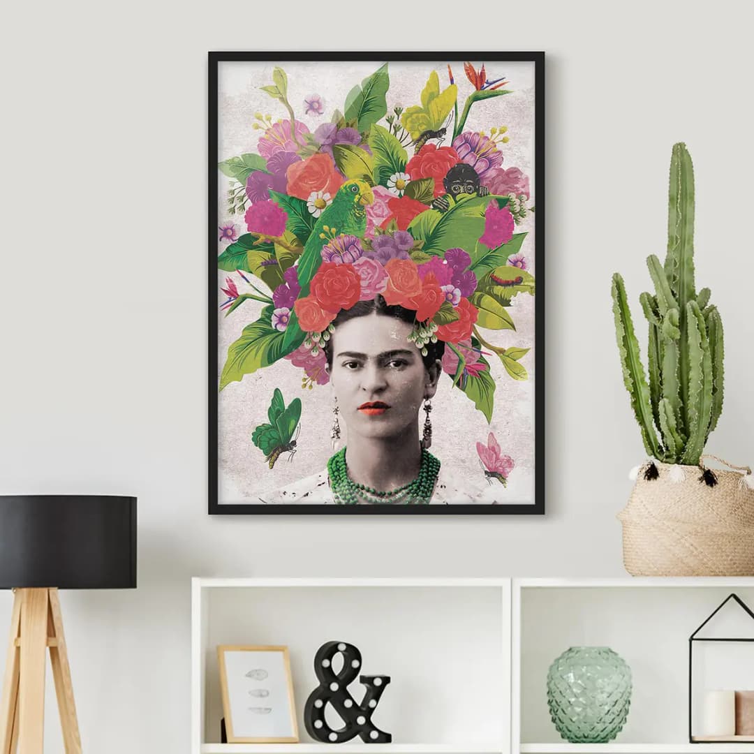 Bild Frida Kahlo Blumenportrait | Mehrfarbig