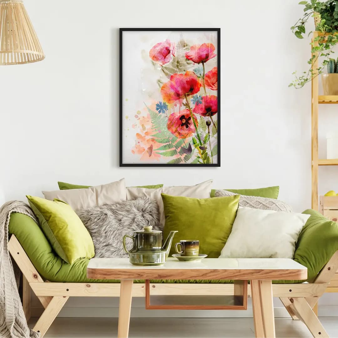 Bild Aquarell Blumen Mohn | Rot