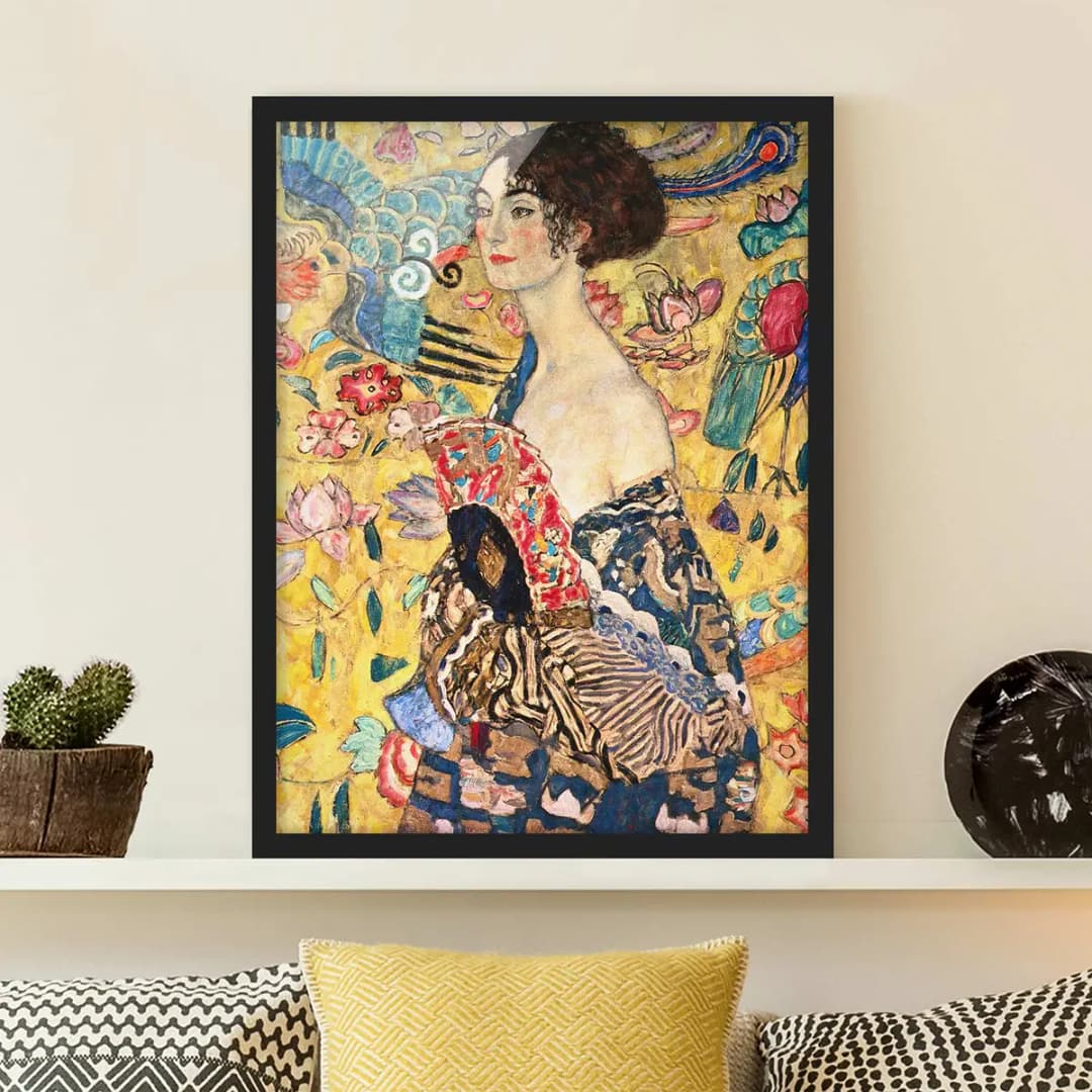 Bild Dame mit Fächer | Gelb