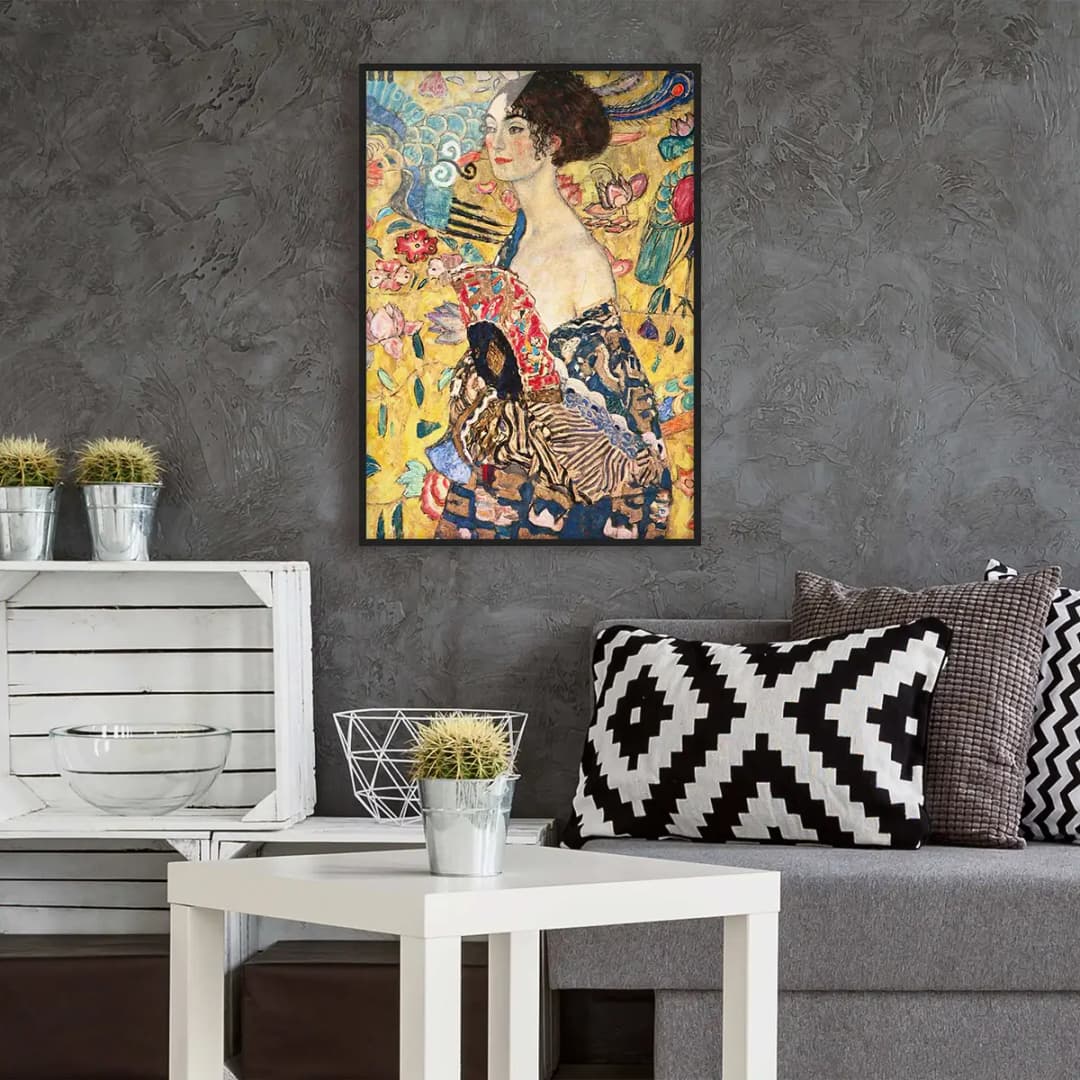 Bild Dame mit Fächer | Gelb