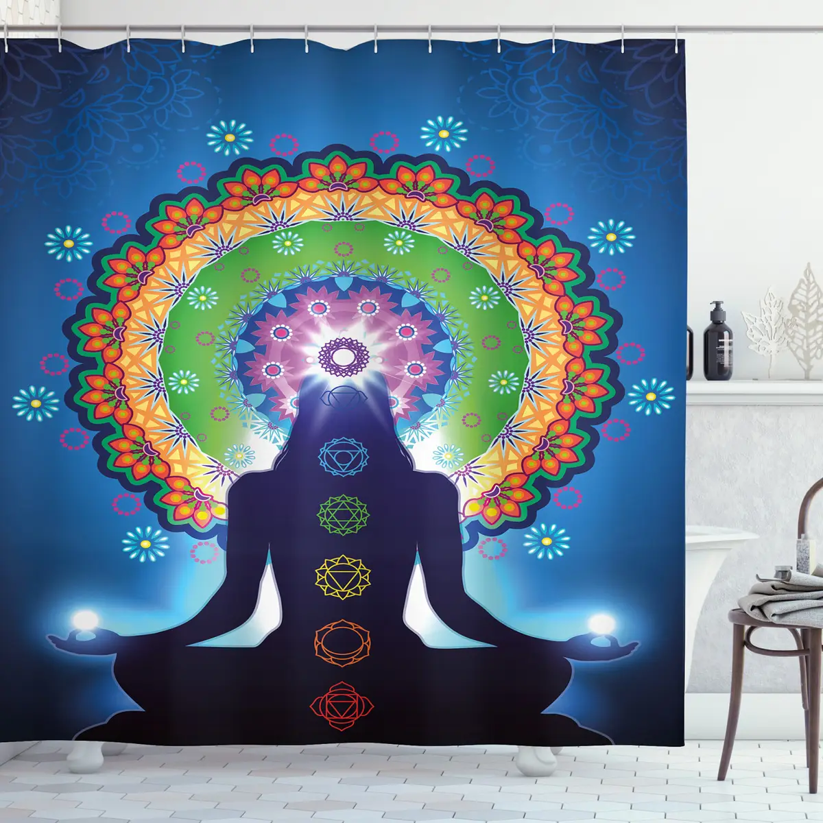 Duschvorhang Mandala Chakra | Mehrfarbig