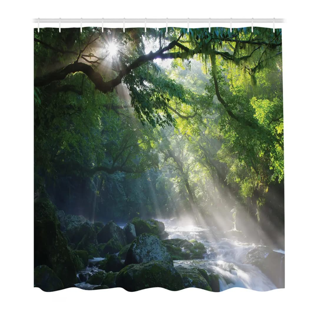 Duschvorhang Jungle Sonnenlicht | Mehrfarbig