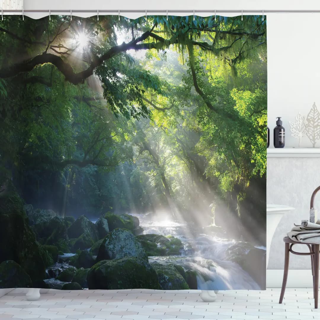 Duschvorhang Jungle Sonnenlicht | Mehrfarbig