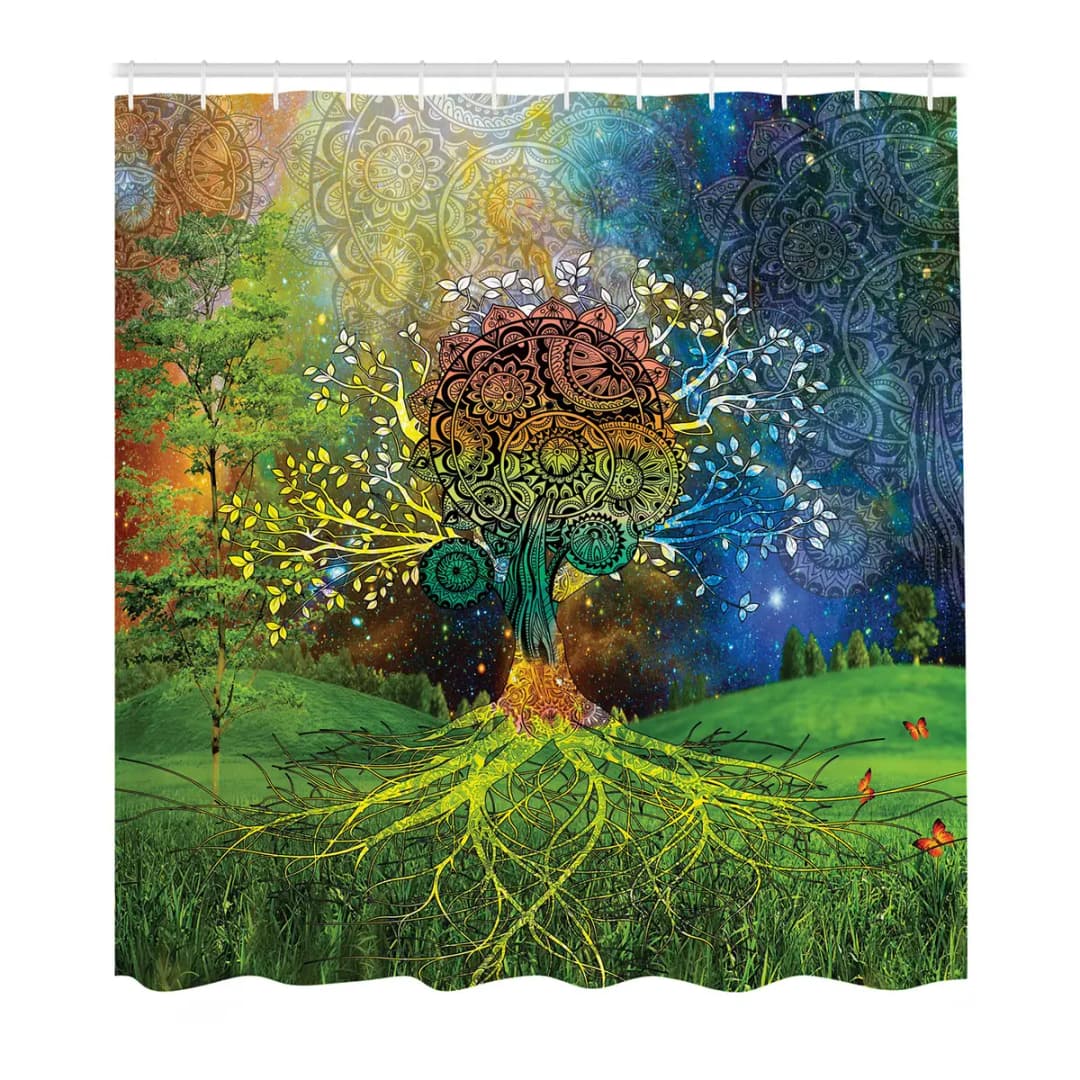 Duschvorhang Mutter Erde Webstoff Multicolor | Mehrfarbig