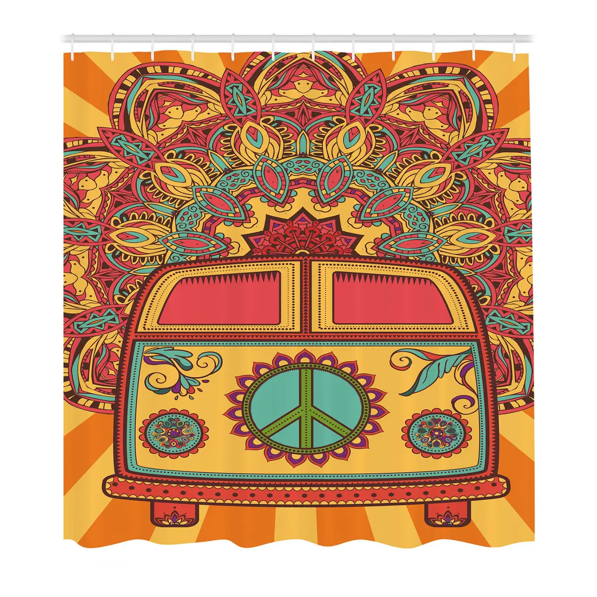 Duschvorhang Mini Van Webstoff Orange 175 x 180cm | Orange