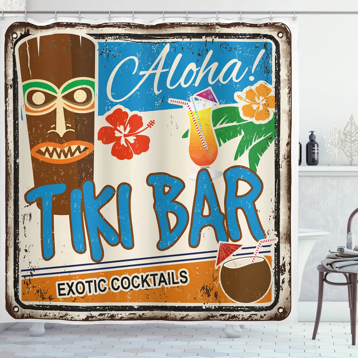 Duschvorhang Tiki Bar | Mehrfarbig