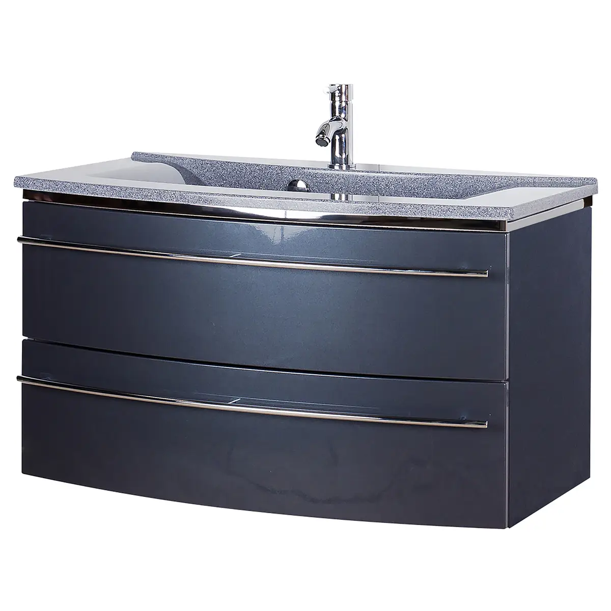Waschtisch 3040 II 92cm Grau/Hochglanz Anthrazit | Grau