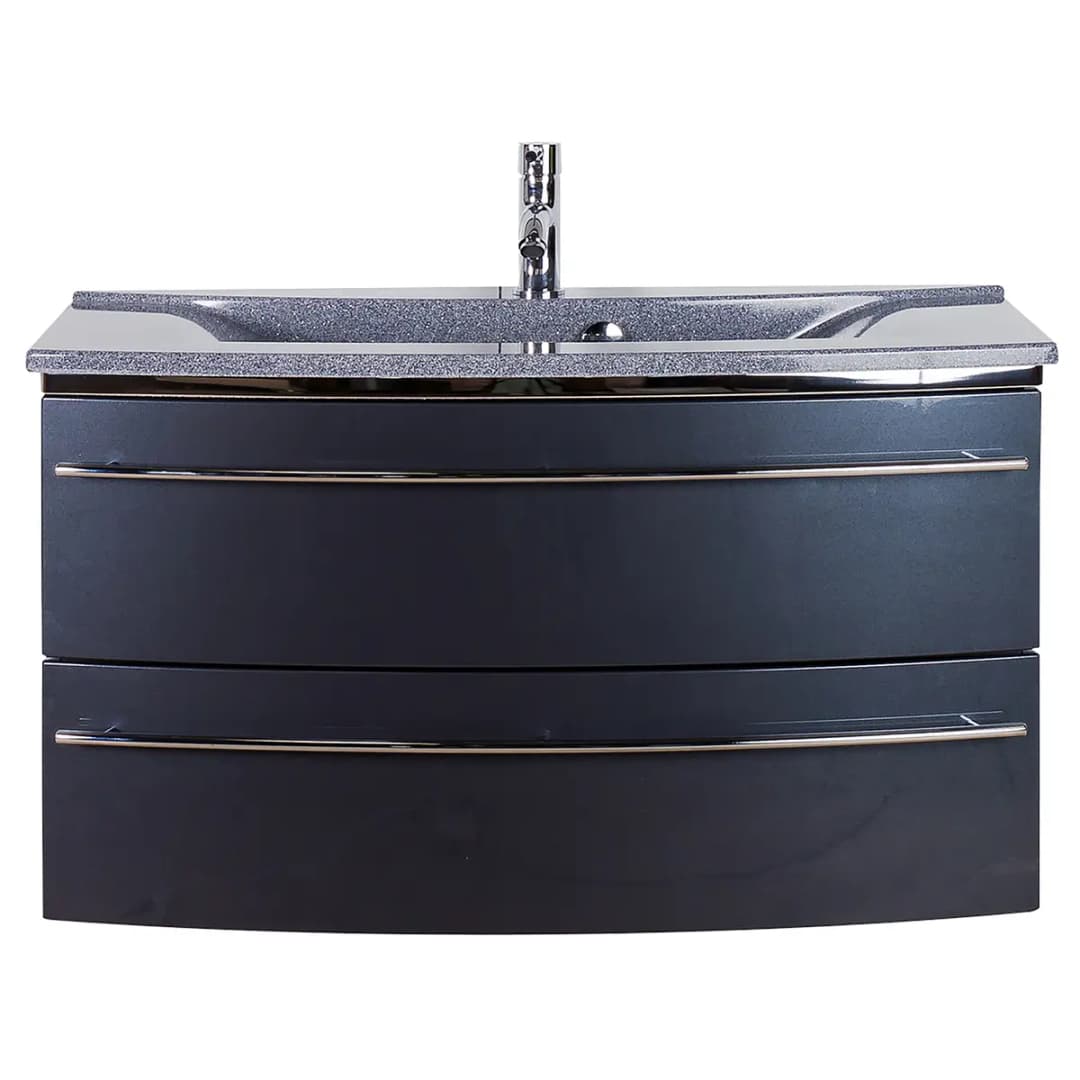 Waschtisch 3040 II 92cm Grau/Hochglanz Anthrazit | Grau