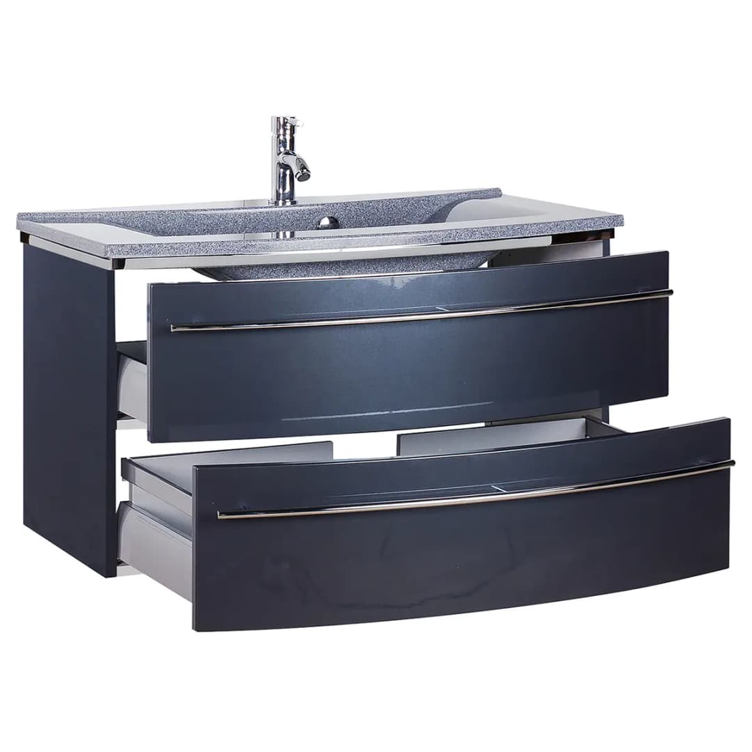 Waschtisch 3040 II 92cm Grau/Hochglanz Anthrazit | Grau
