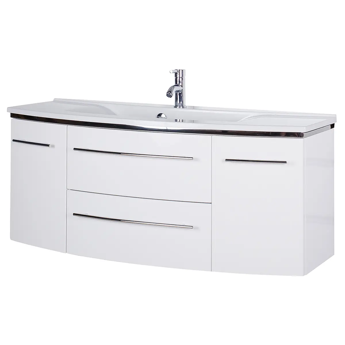Waschtisch 3040 III 122cm Weiß/Hochglanz Weiß | Weiß