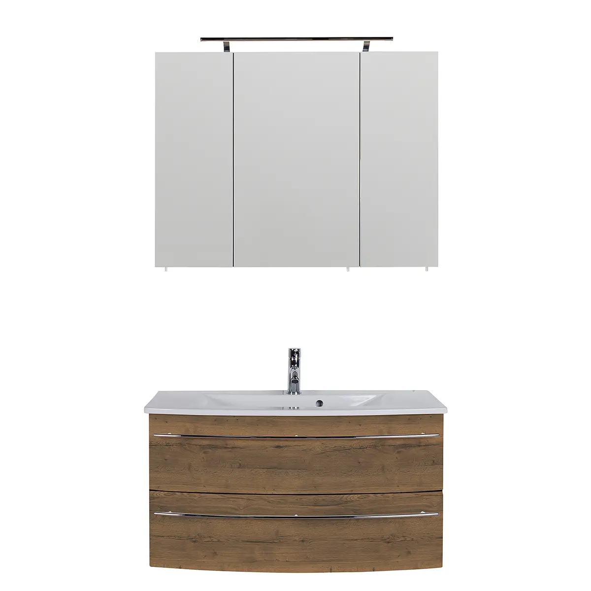 Badezimmerset 4040 IV 2-teilig 91cm Braun/Weiß/Eiche Dunkel Dekor