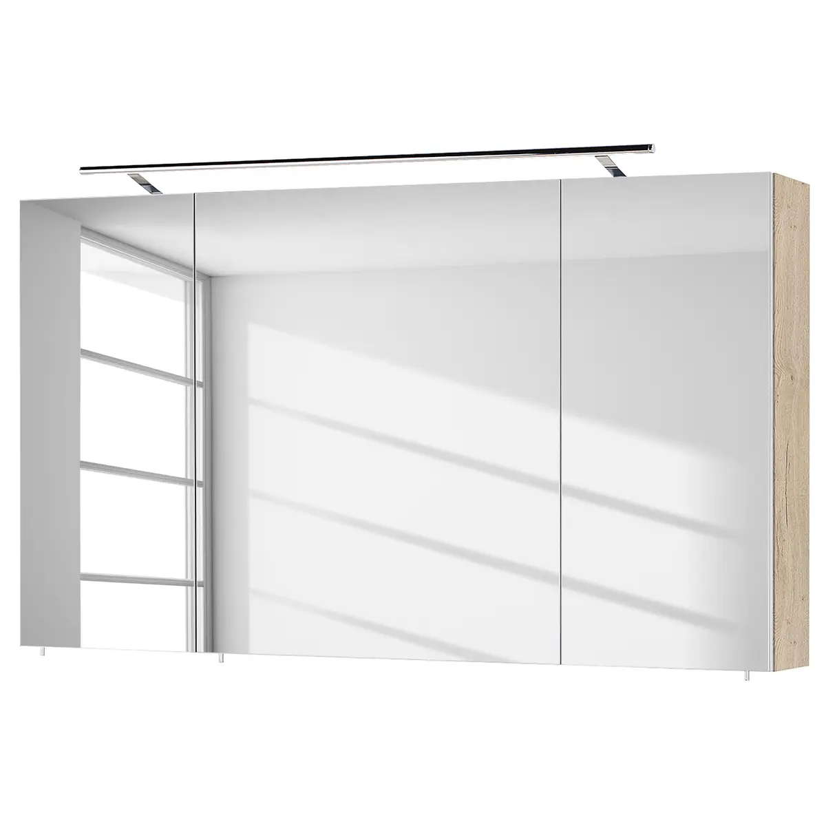Spiegelschrank 3040 120cm Weiß/Eiche Hell Dekor | Weiß