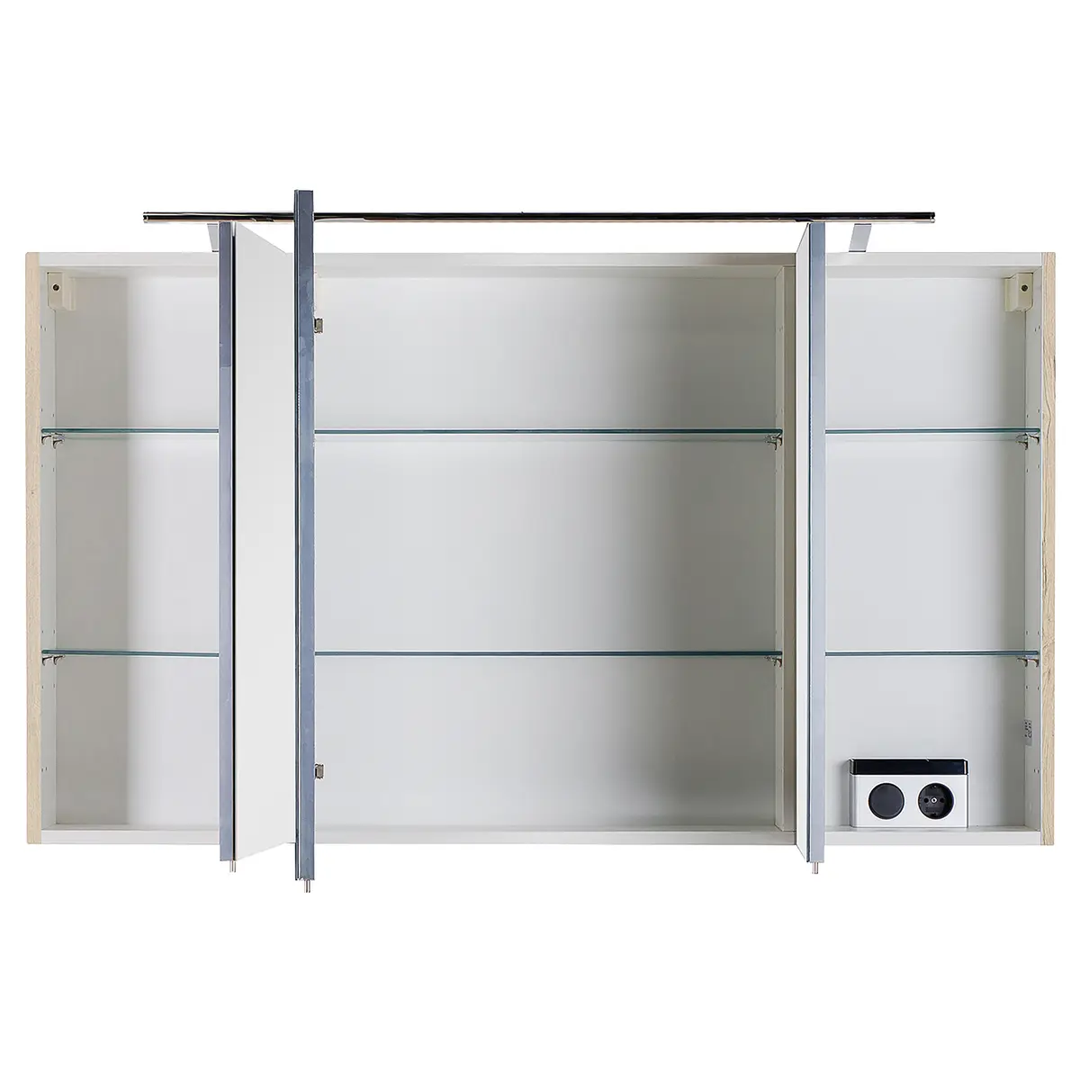 Spiegelschrank 3040 120cm Weiß/Eiche Hell Dekor | Weiß