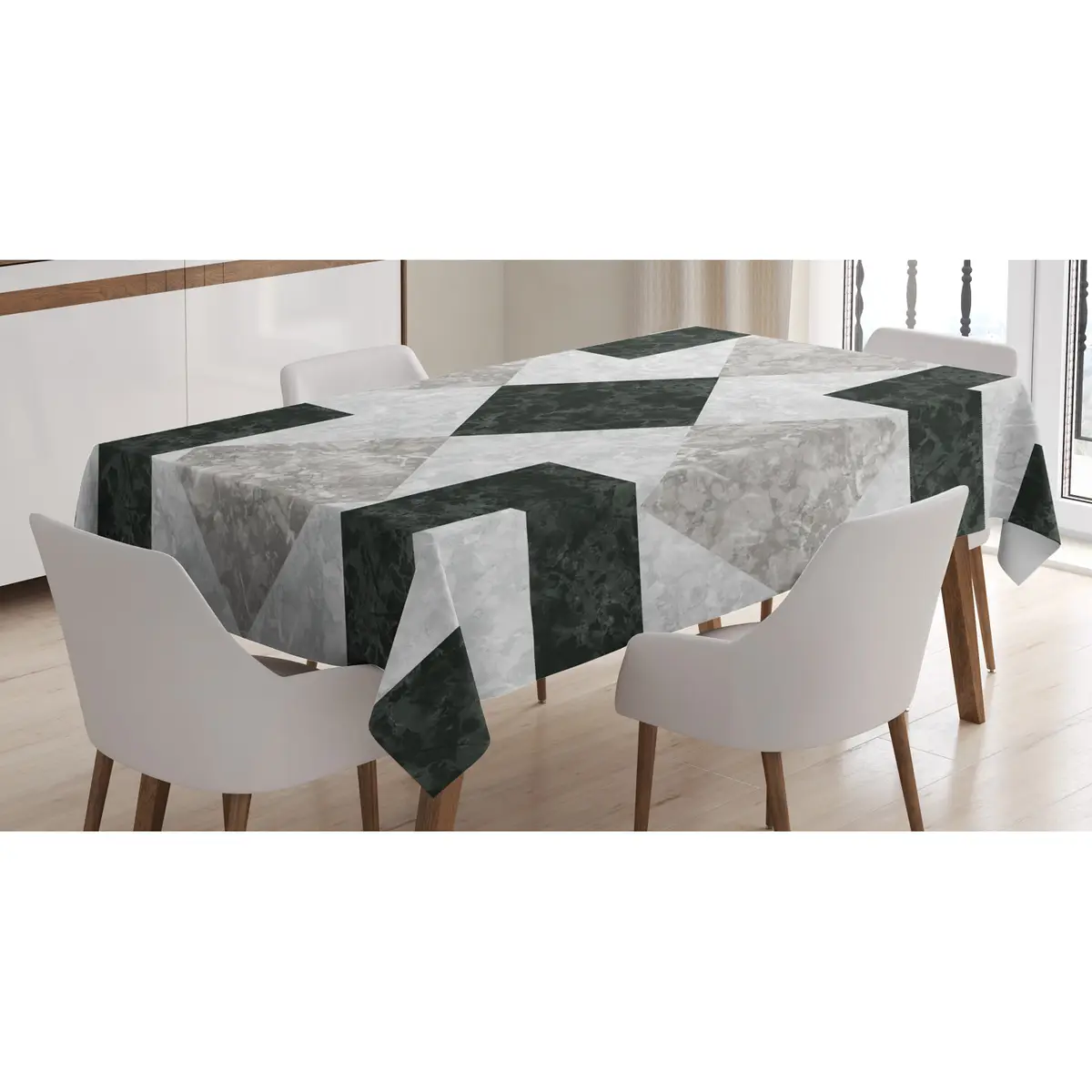 Tischdecke Marble Effect 140 x 240cm Schwarz | Schwarz