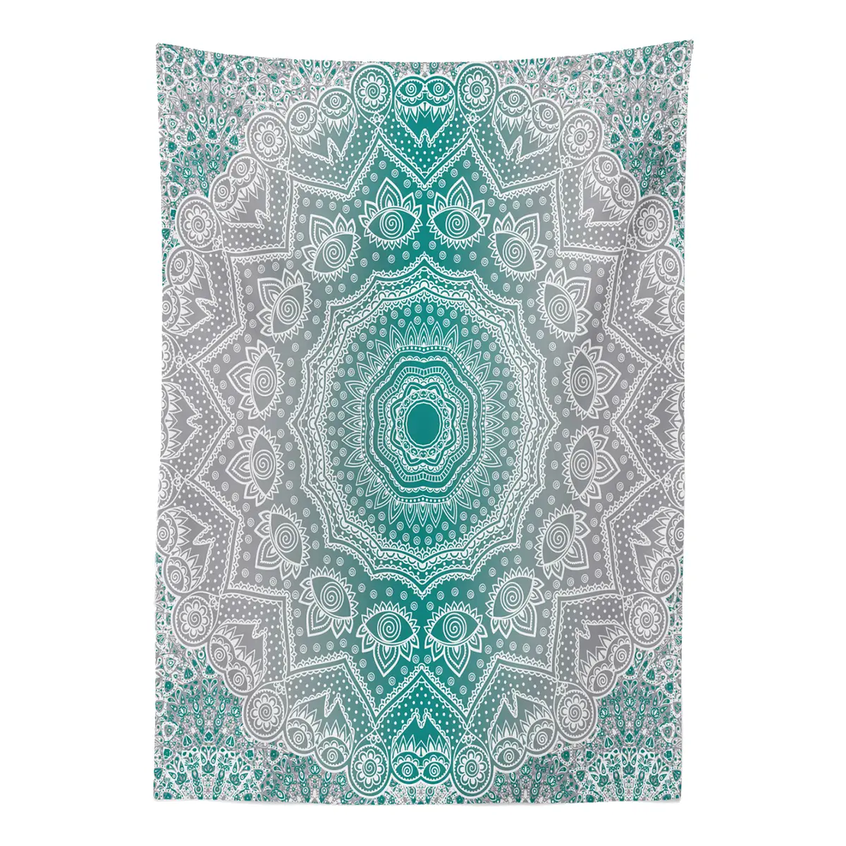 Tischdecke Mandala 140 x 170cm Türkis/Grau | Mehrfarbig
