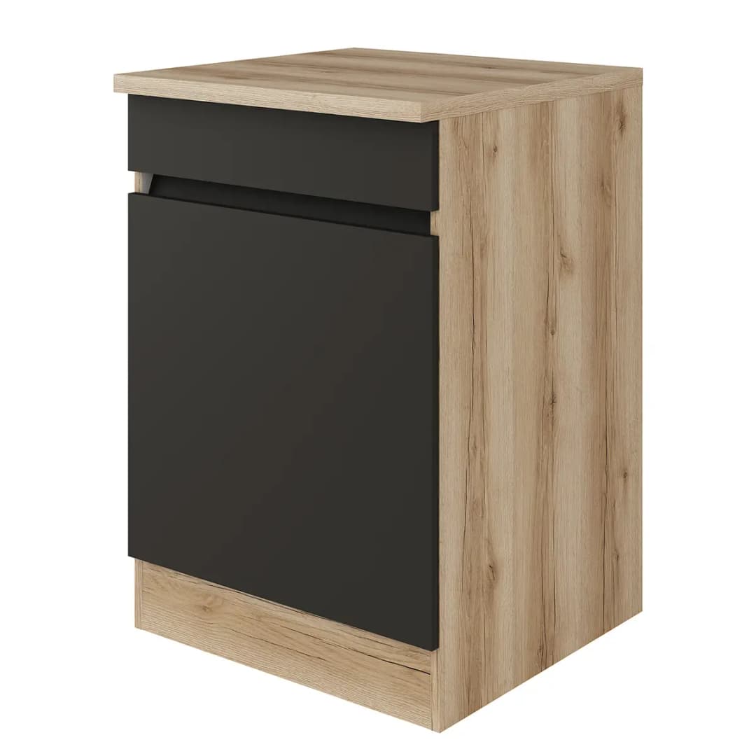 Spülenunterschrank I 60cm Schwarz/Anthrazit | Schwarz