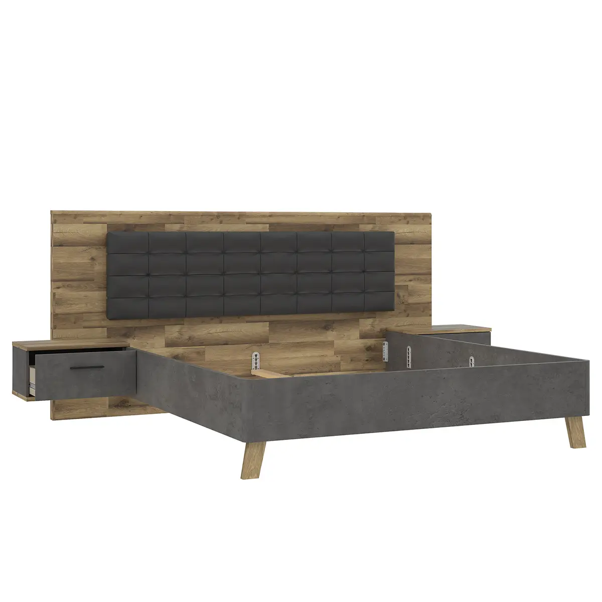 Bettanlage Rye I 3-teilig 180 x 200cm Schwarz/Grau | Schwarz
