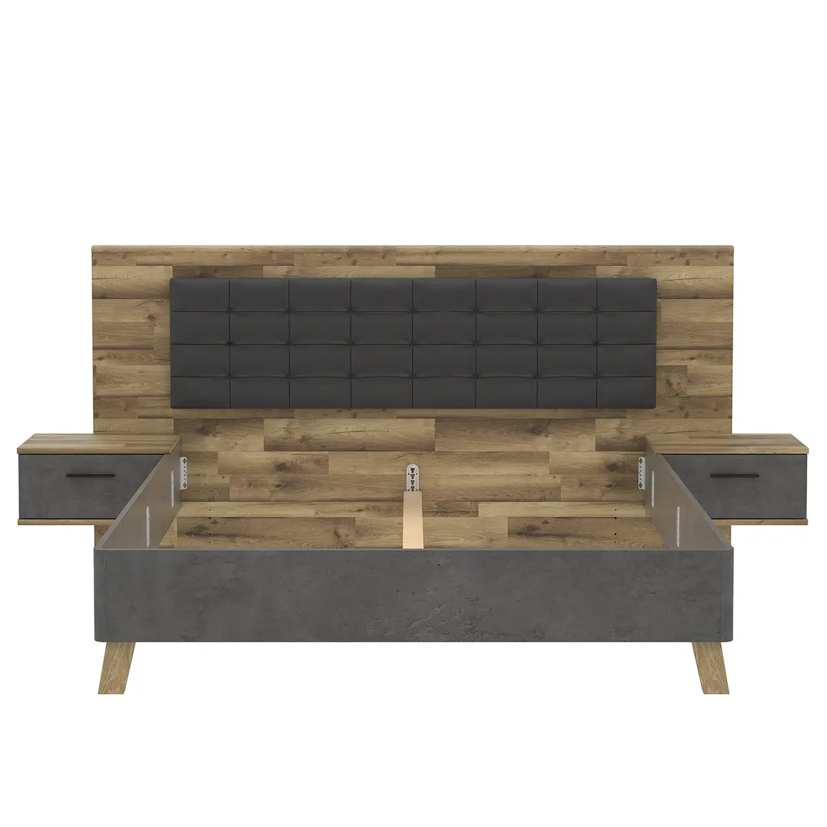 Bettanlage Rye I 3-teilig 180 x 200cm Schwarz/Grau | Schwarz