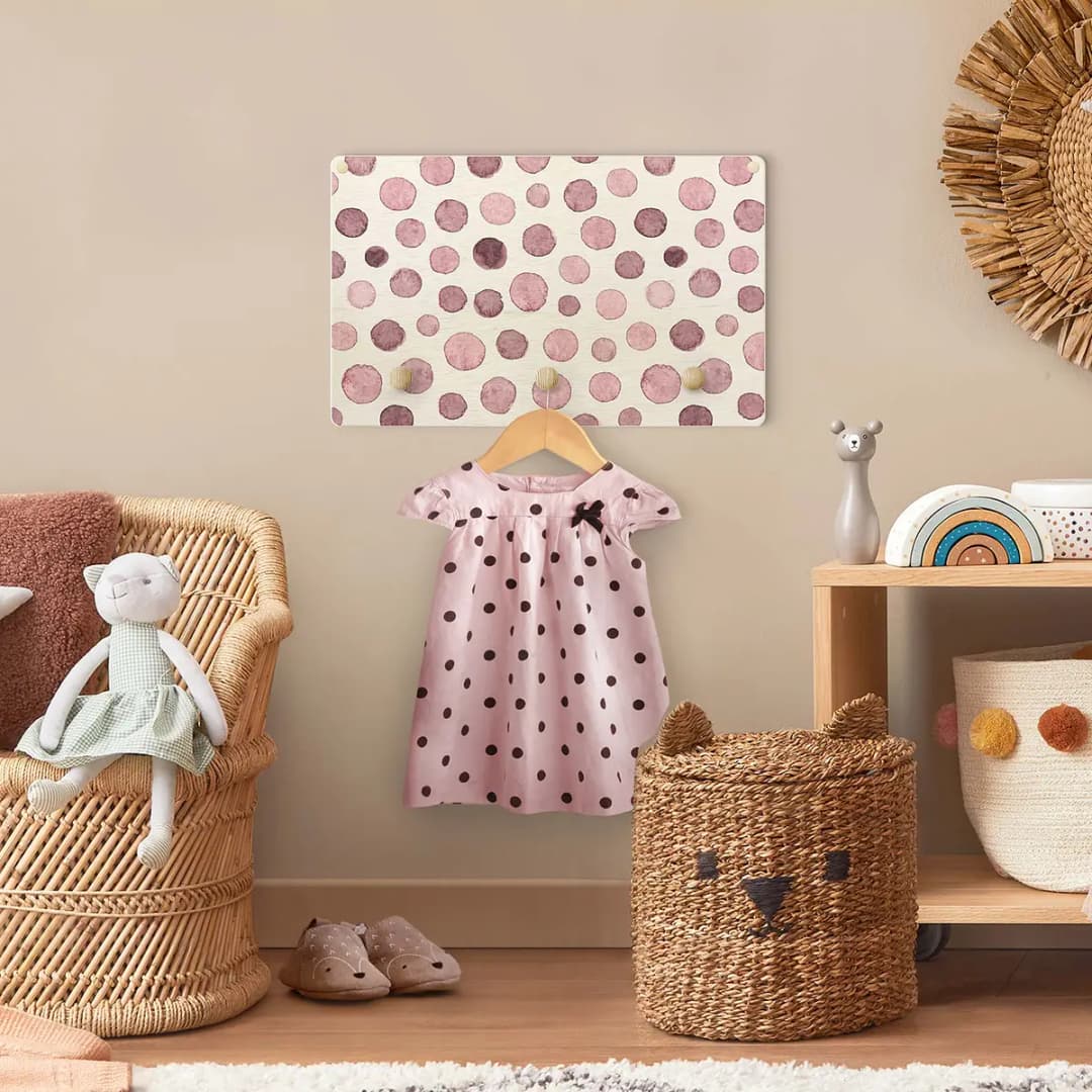 Kindergarderobe Aquarell Blasen | Rosa