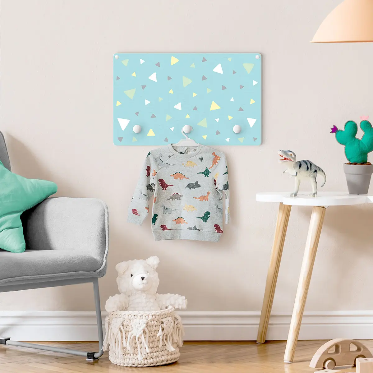 Kindergarderobe Pastelldreiecke | Blau