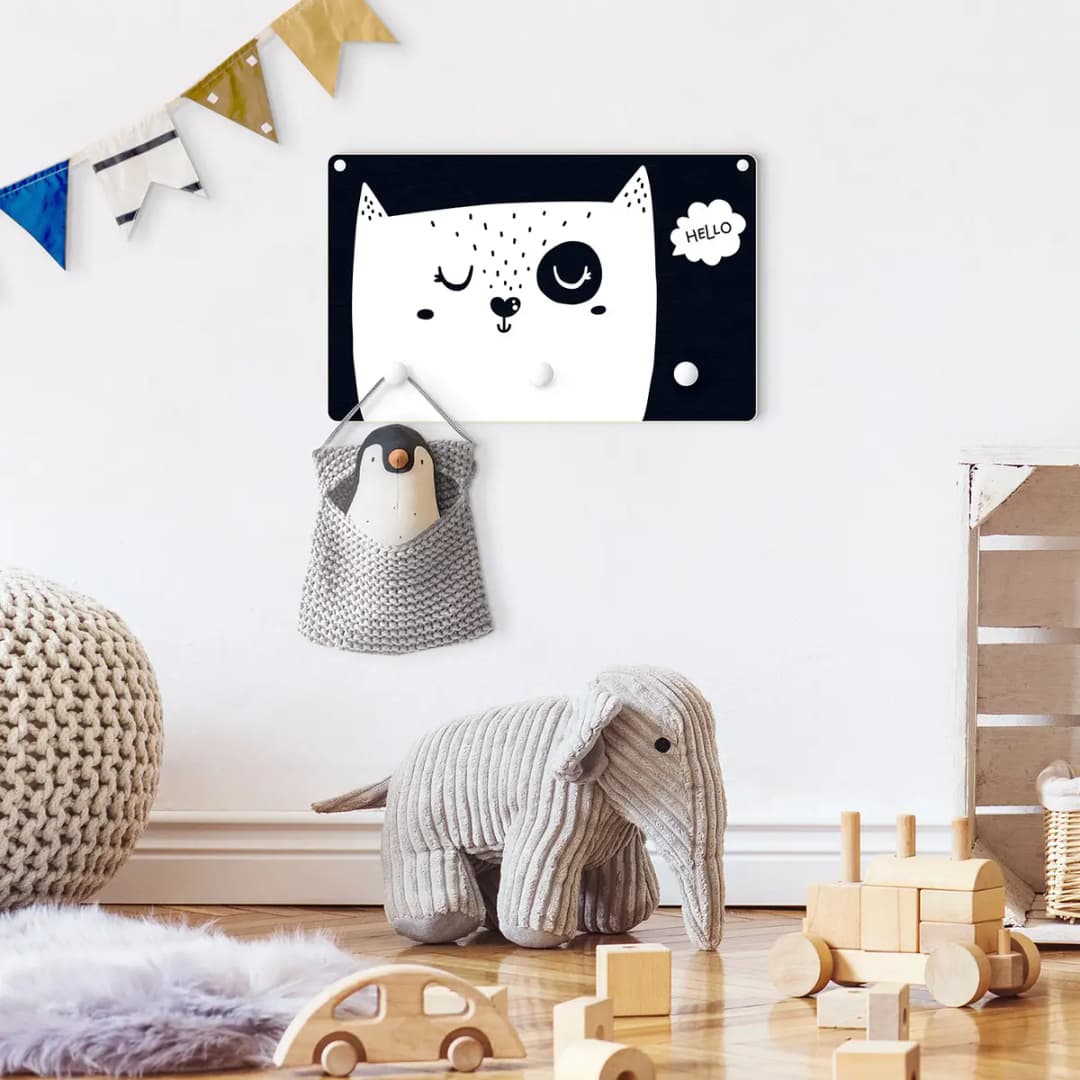 Kindergarderobe Hello Katzengesicht | Mehrfarbig