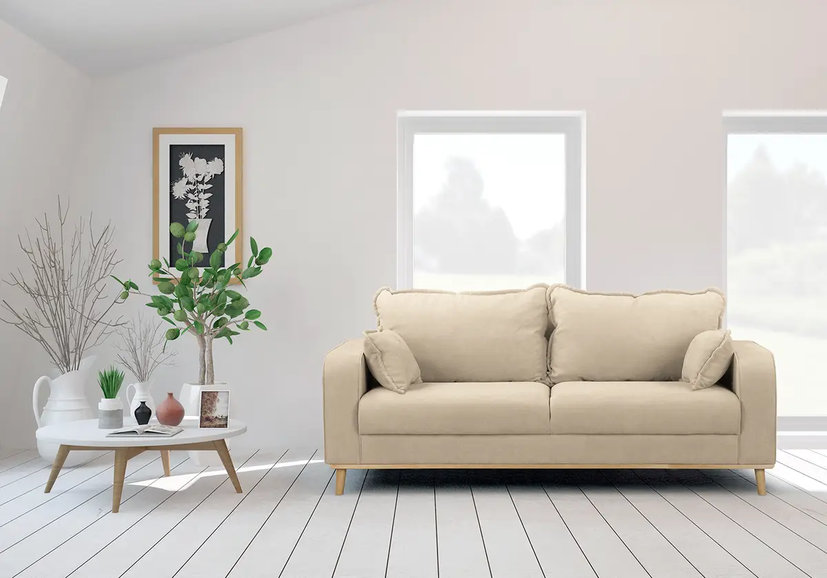 Sofa Nante 3-Sitzer Beige Microfaser Enza | Beige