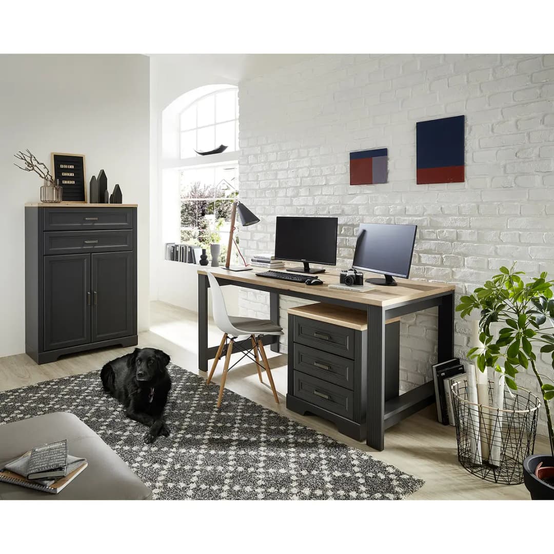 Büro-Set 2-teilig Grau/Graphit | Grau