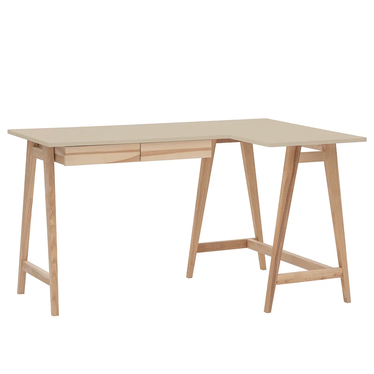 Eckschreibtisch 135cm Schublade links Braun/Sandgrau | Braun