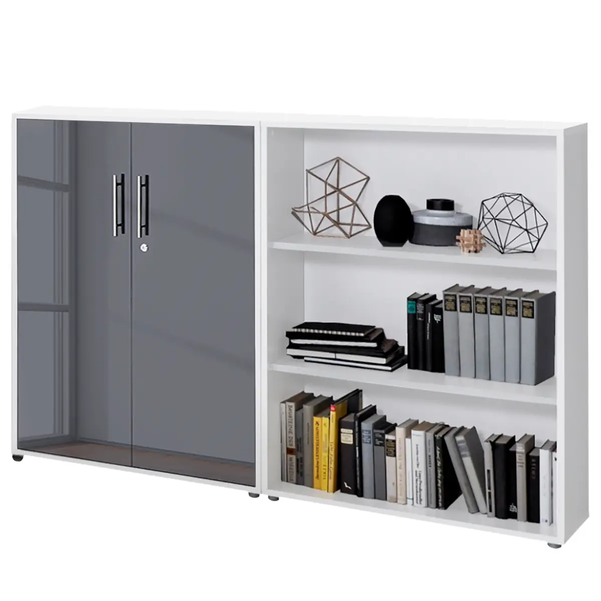 Aktenschrank 2-teilig | Weiß