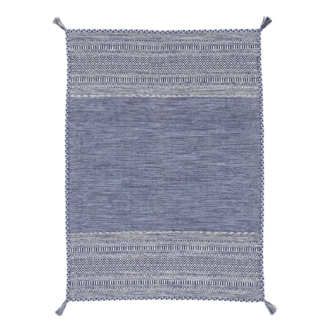 Flachgewebeteppich Blau/Blau 140 x 200cm | Blau