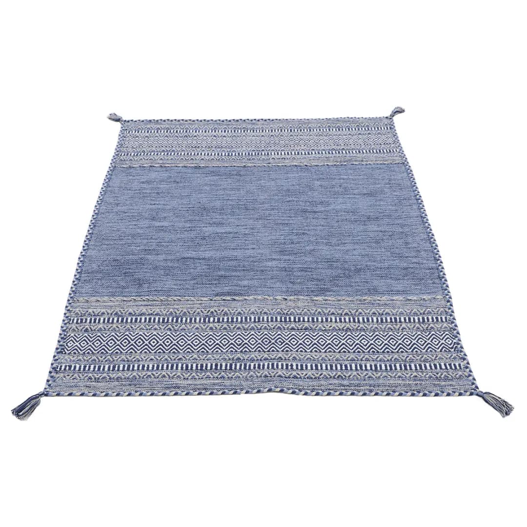 Flachgewebeteppich Blau/Blau 140 x 200cm | Blau